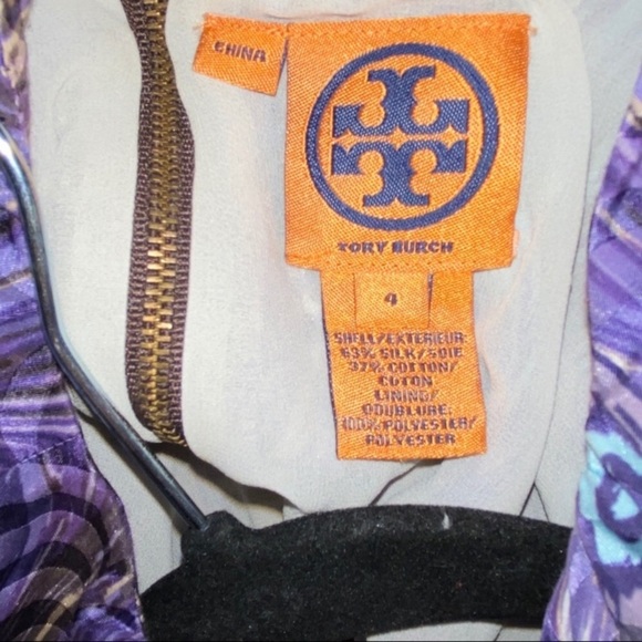 Tory Burch Silk Blend Peacock Feather Dress EUC Size 4 - Picture 8 of 9